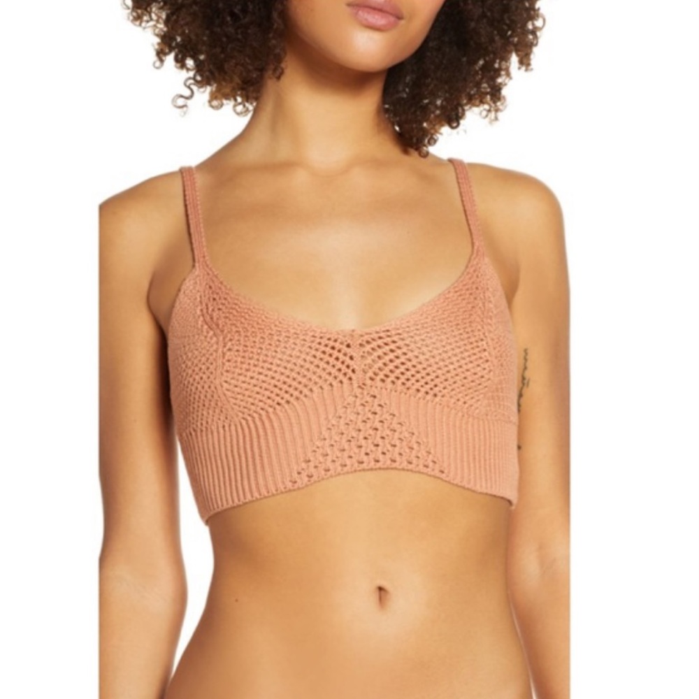 Free People You Wanna Brami Crochet Bra Almond S